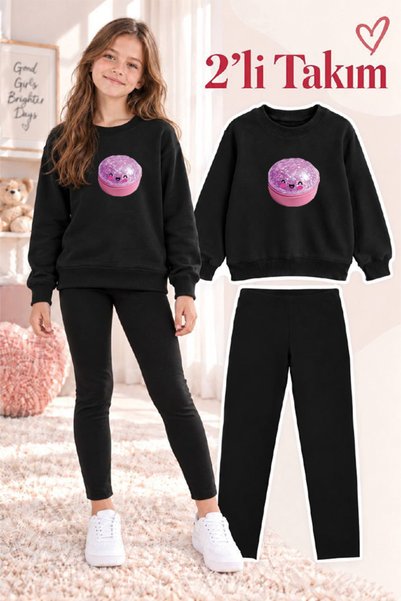 genosha Girl's Crew Neck Sweatshirt and Leggings 2-Piece Set