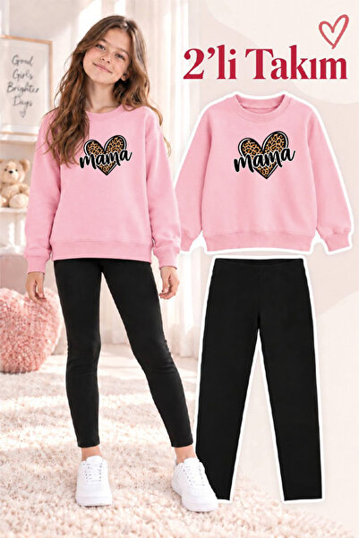genosha Girl's Crew Neck Sweatshirt and Leggings 2-Piece Set