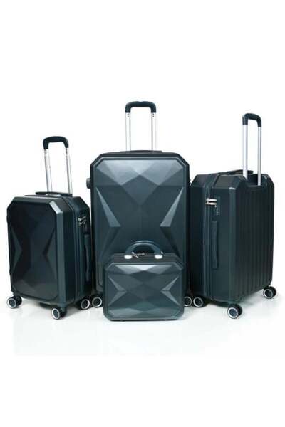MURANO 4-piece travel luggage set with makeup bags in a modern geometric design