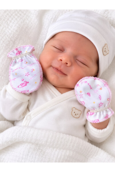 BALIK DESENLİ YENİDOĞAN PAMUKLU PENYE 6'LI ÇİFT SET PAKET UNİSEX BEBEK ELDİVENİ