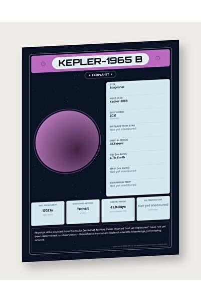 OEM Ινφογραφική Αφίσα Εξωγήινος Πλανήτης Kepler-1965 b, Δεδομένα της NASA, Χα...