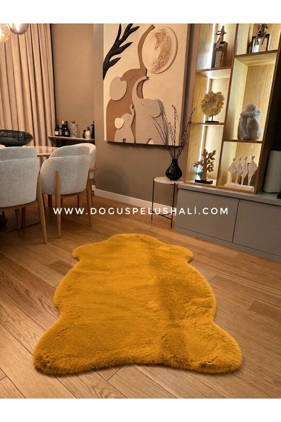 Doğuş Peluş Halı Ultra Soft Hardal Yumuşak Dokulu Peluş Halı Tek Kafa Post