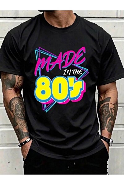 one button Made in The 80's Baskılı Renkli Retro Tasarımlı 80'ler Akımı Trend...