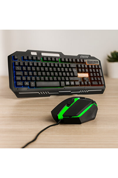 Bezos USB Kablolu RGB (Gökkuşağı) Işıklı Klavye ve Mouse Seti - 150 cm