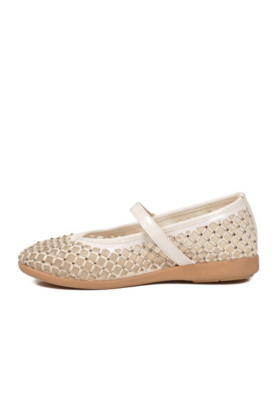 Arzen White Orthopedic Sole Banded Girls' Ballerinas 26A49 F