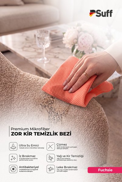 Suff Fuchsie Microfiber Dirt Cleaning Cloth Liquid Absorbent Cloth and Surface Cloth 40X40 cm Orange