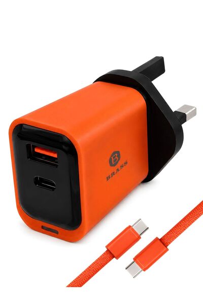Brass BCH36 60W USB-A & USB-C Fast Charger, Dual Port Quick Charging Wall Ada...
