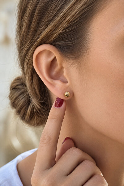 14 Ayar Altın Kalemli Top Küpe 5mm