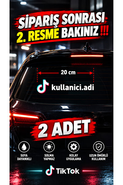 Kalite Meraklıları Kişiye Özel tik/tok link edin vs Araç Arka Cam Sticker - 4...