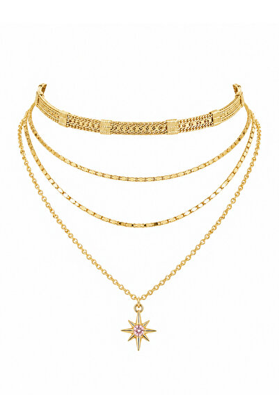 pop up store Dört Katmanlı Yıldız Detay Choker Kolye