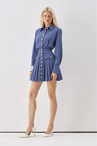 Sagaza Studio Ss6205 Buttoned Pleated Dress