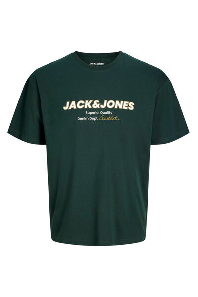 Jack & Jones Erkek Gögüs Baskili Relaxed Fit Bisiklet Yaka Tisört - Abbo