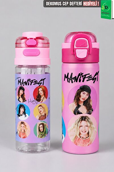 MANİFEST X Dekomus Licensed Powder Pink Collection 600 ml Steel Flask and Dua...