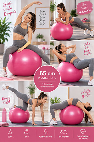 Binbirreyon 65cm Pilates Topu Fitilli Top 120Kg Dirençli GA007