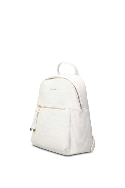 Pierre Cardin , Rucsac din piele ecologica cu aspect texturat, Alb
