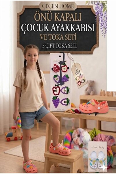 ÇEÇEN HOME Orthopedic Sole Beaded Detailed Stylish Closed-Front Children's Sl...