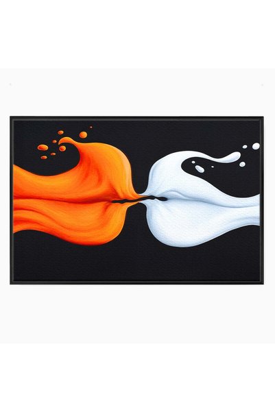 Luxcanva Tablou Canvas Imbinare Energetica 100x70 cm cu Rama Negru Abstract F...