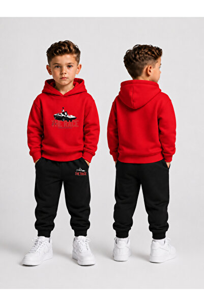 LORVEX Tracksuit Set Hooded Sweatshirt Bottom Top Set Boys 3 Threaded Threade...