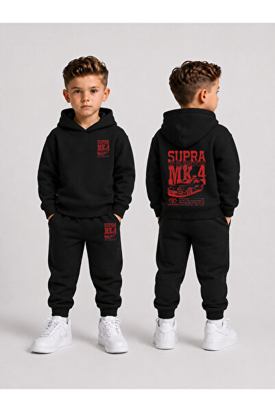 LORVEX Tracksuit Set Hooded Sweatshirt Bottom Top Set Boys 3 Threaded Threade...