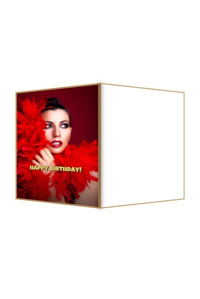 OEM Felicitare Aniversare cu temă boa cu pene vibrante, 13.3x19.4cm pliată