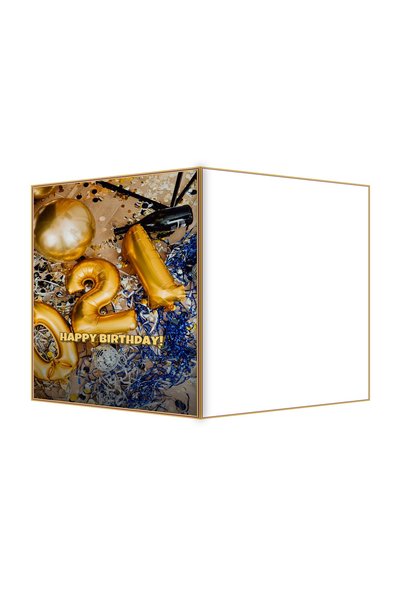 OEM Felicitare Aniversare baloane petrecere aurie, pliata 13.3x19.4cm, elegant