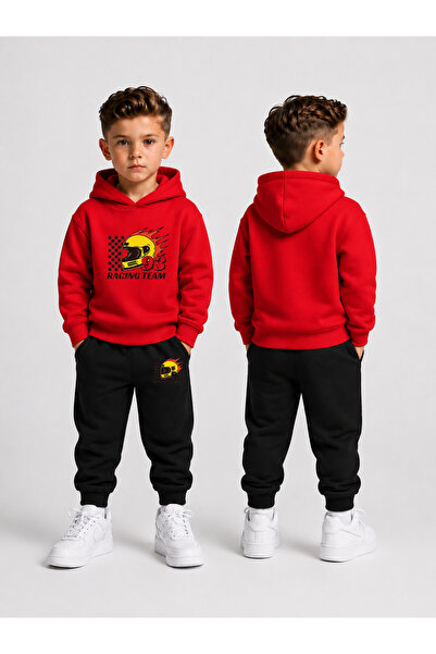 LORVEX Tracksuit Set Hooded Sweatshirt Bottom Top Set Boys 3 Threaded Threade...