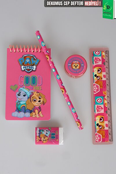 PAW PATROL X Dekomus Licensed Pink Paws Collection 5-Piece Stationery Set Not...