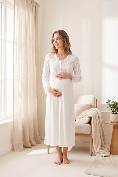 Miss Dünya Lissa Lalina Lace Detailed Maternity and Postpartum Long Sleeve Ni...
