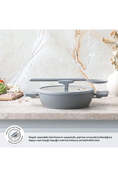 Emsan Swiss Cyrstal RS Karnıyarık Tenceresi Gri 24 cm