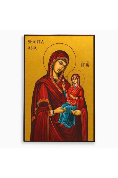 Luxcanva Tablou Canvas Sfanta Ana Cu Pruncul 50x70 cm pe Sasiu Lemn Religios ...