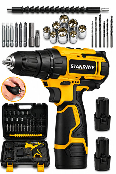 stanrayf Alman Arm56 Seri 58V 10 AH Çift Akülü Bakır Sargılı Şarjlı Akülü Vid...