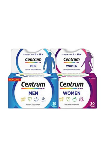 Centrum Multivitamin Tablets for Men & Women | Specially Formulated Daily Health Supplement | 30 Tablets Each