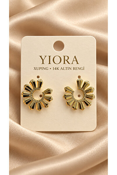 yiora Xuping 14K Altın Rengi Kuyumcu Model Güneş Tasarım Geometrik Çivi Kadın...