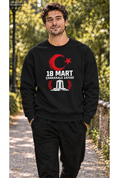 caddekombin سويت شيرت رجالي من نوع Cappadocia Martyrs Memorial وطبعة Moon Sta...