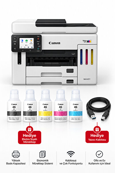 Canon MAXIFY GX7140 Tanklı Wi-Fi Yazıcı 6000 Siyah 14000 Renkli Baskı + Ekstr...