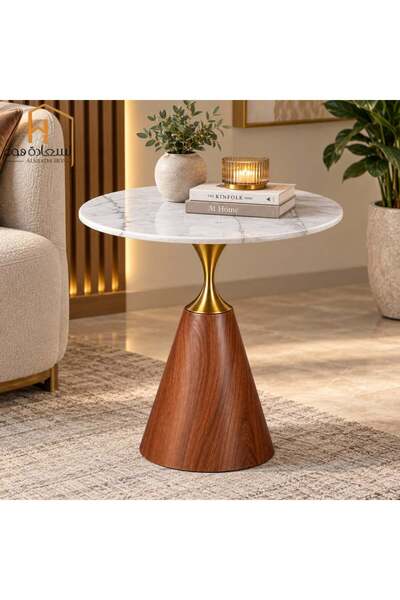 Al Saada Home Single Service Table - White and Brown