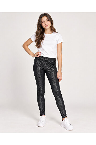 Ugly Duck Girls' Silvery Velvet Leggings Black