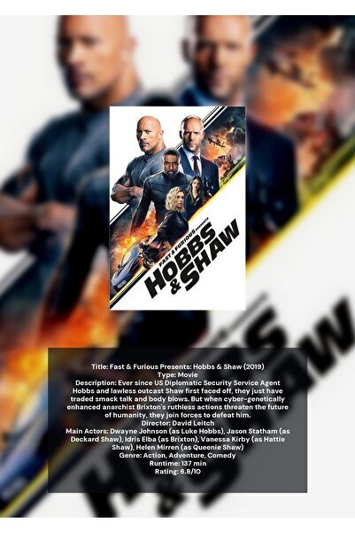 OEM Poster Infografic Rapid si Furios Prezinta: Hobbs si Shaw, Actiune, Carto...