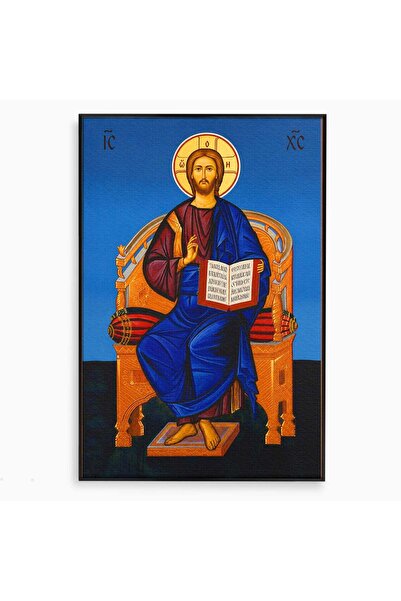 Luxcanva Tablou Canvas Icoana Iisus Hristos Pantocrator pe Tron 100x150 cm cu...