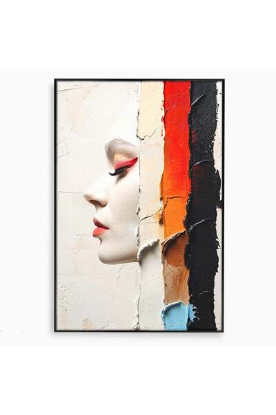 Luxcanva Tablou Canvas Profil Artistic Abstract 50x70 cm cu Rama Negru Portre...