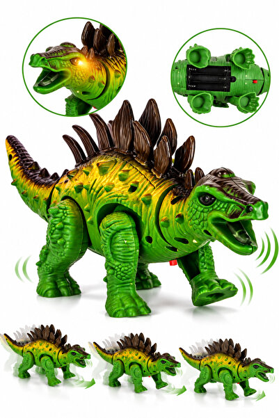 craftivio Sesli Işıklı Yürüyen Dinazor Oyuncak Stegosaurus Pilli Hareketli Bü...