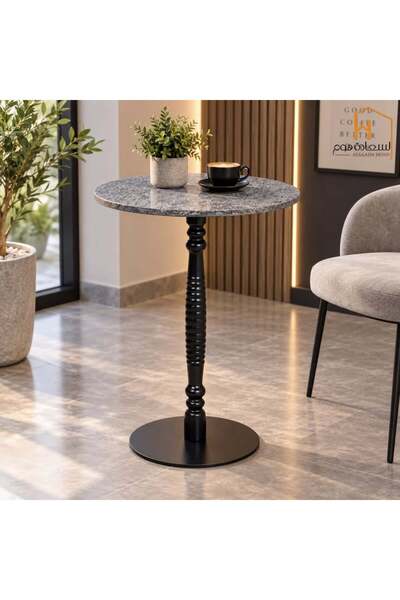 Al Saada Home طاولة خدمة فردية - أسود ورمادي