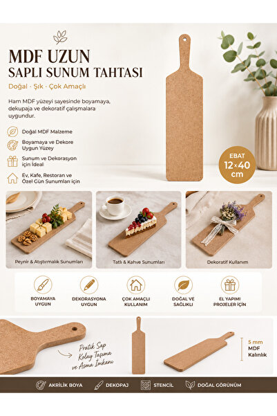 Eymen Hobi MDF Uzun Saplı Supla ve Sunum Tahtası 12x40 cm