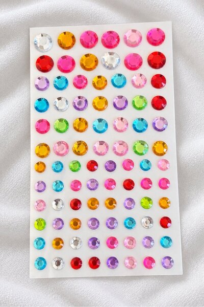 TAKIŞTIR Karışık Renk Daire Figürlü Yapışkanlı Taş Sticker