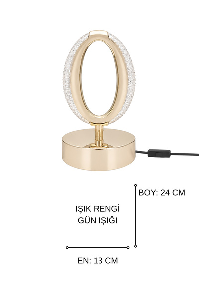 Fer Avize Defne Modern Gold Masa Lambası Enerji Tasarruflu Dekoratif Led Abajur(Gün Işığı)Yatak Odası Çalışma Odası