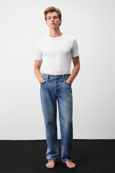 GRIMELANGE CARPE Erkek Straight Fit Koyu Mavi Jean