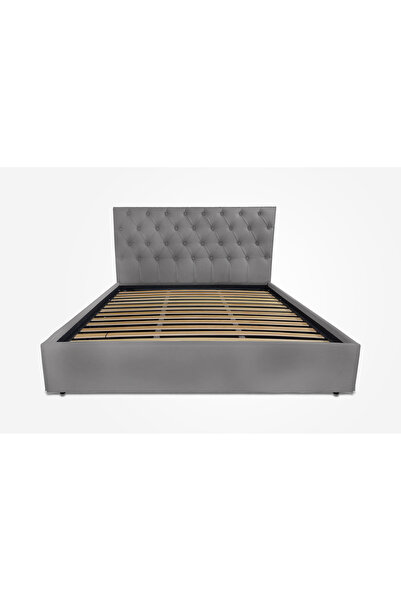 Timflex Pat cu somiera fixa Imperia 180x200 cm Catifea Gri deschis