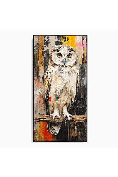 Luxcanva Tablou Canvas Bufnita Abstracta 70x140 cm cu Rama Negru Bufnita Pasa...