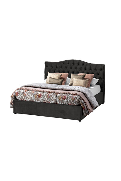 Timflex Pat cu Somiera Vivian PAL 90x190 cm Catifea Gri inchis