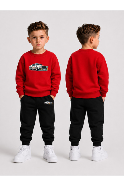 LORVEX Crew Neck Sweatshirt Top and Bottom Set Boys' Tracksuit Set 3 Thread T...